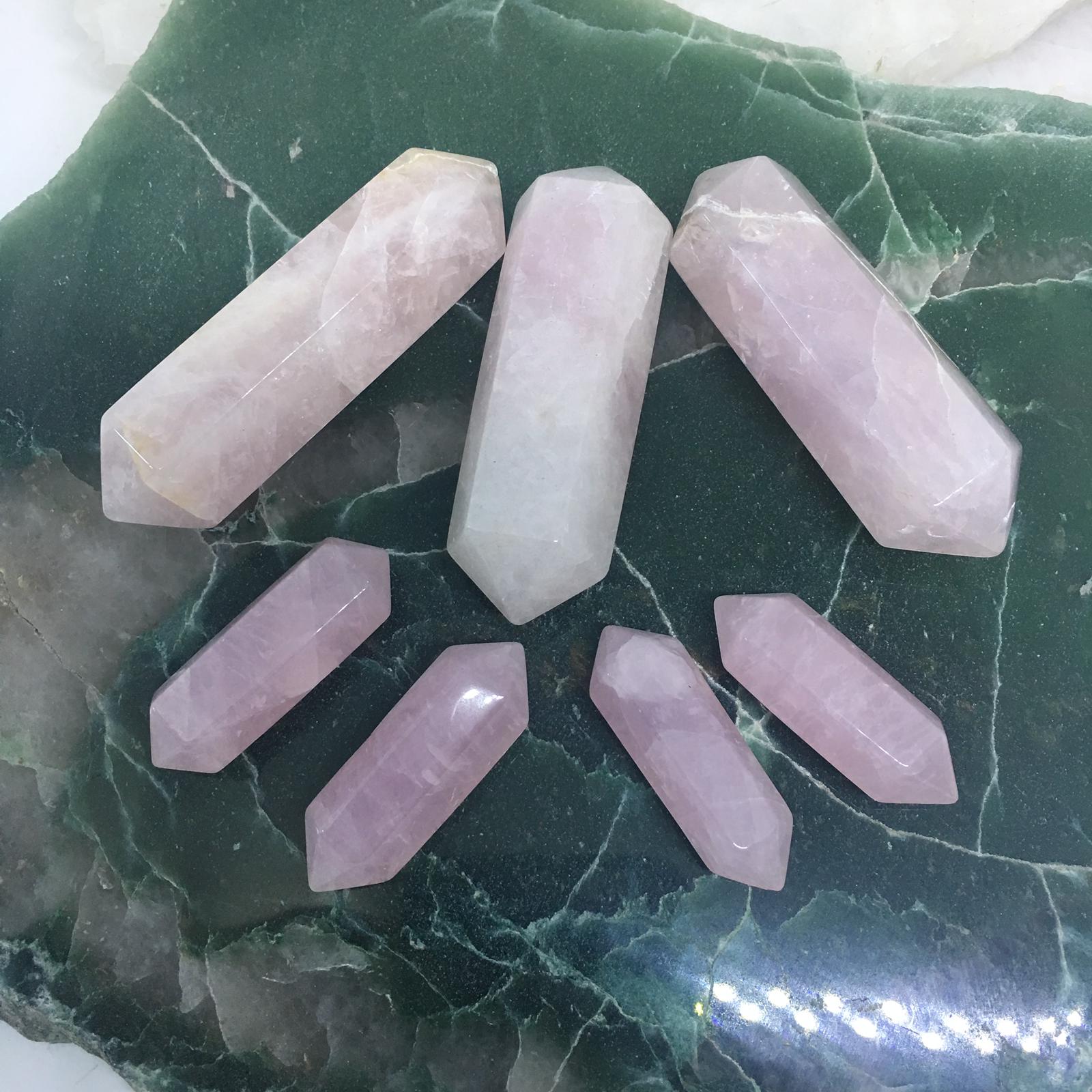Stones from Uruguay - Rose Quartz Double Terminated Crystal Polished Point for Meditation or Healing