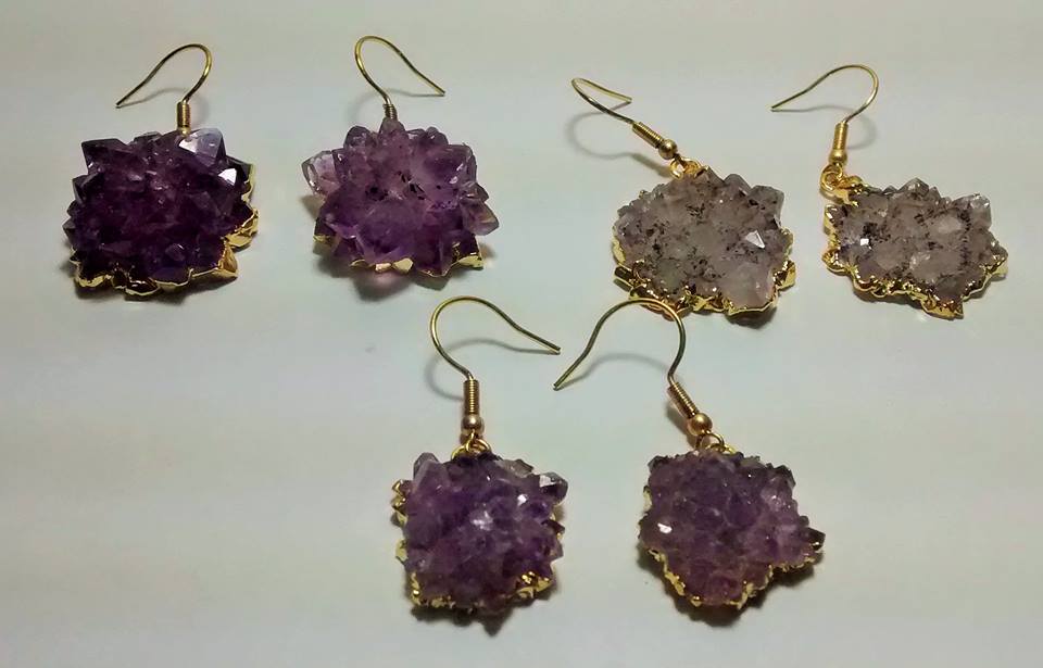 Stones from Uruguay - Amethyst Druzy Rose Pairs with Electroplating,10-25mm