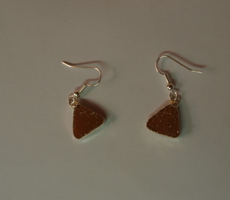 Stones from Uruguay -  Druzy Triangle Earring