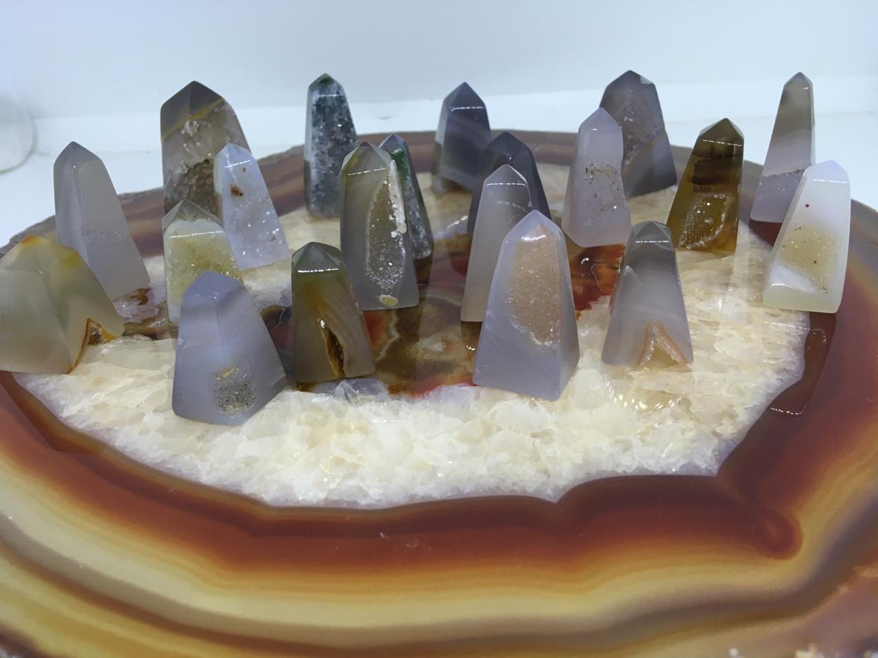 Stones from Uruguay - Natural Agate Druzy Obelisk for Jewelry Making, 20-50mm