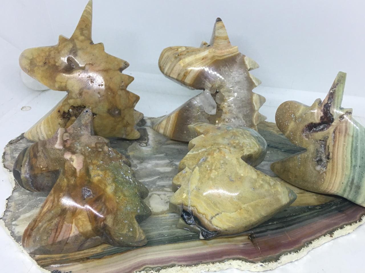 Stones from Uruguay - Natural Cream Jasper Druzy Unicorn Cabochons
