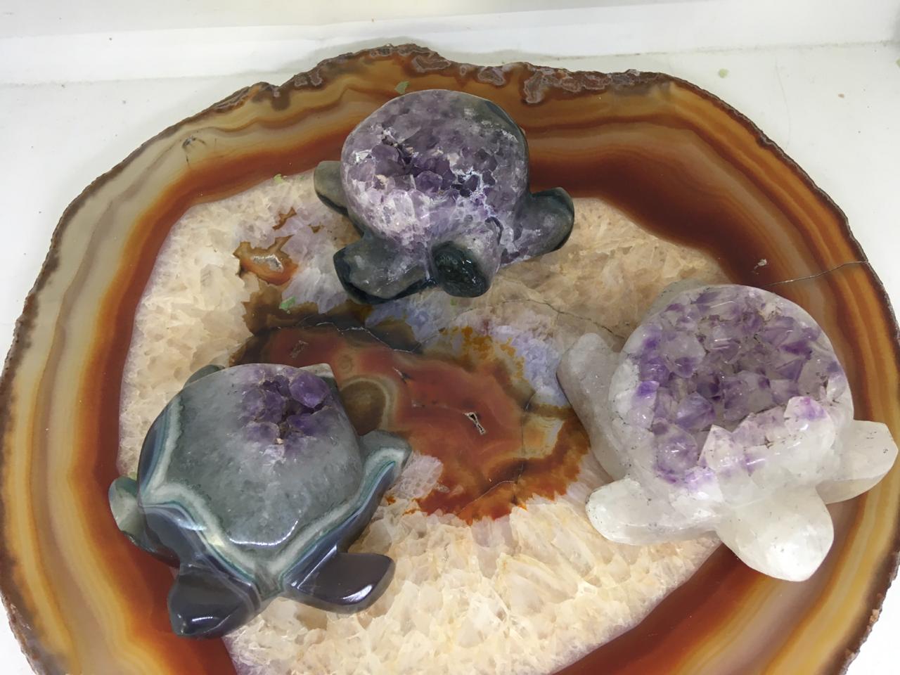 Stones from Uruguay - Amethyst Druzy Sea Turtle Cabochons