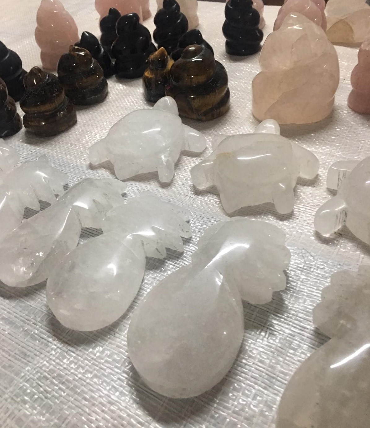 Stones from Uruguay - Clear Quartz Pineapple and Turtle Cabochons