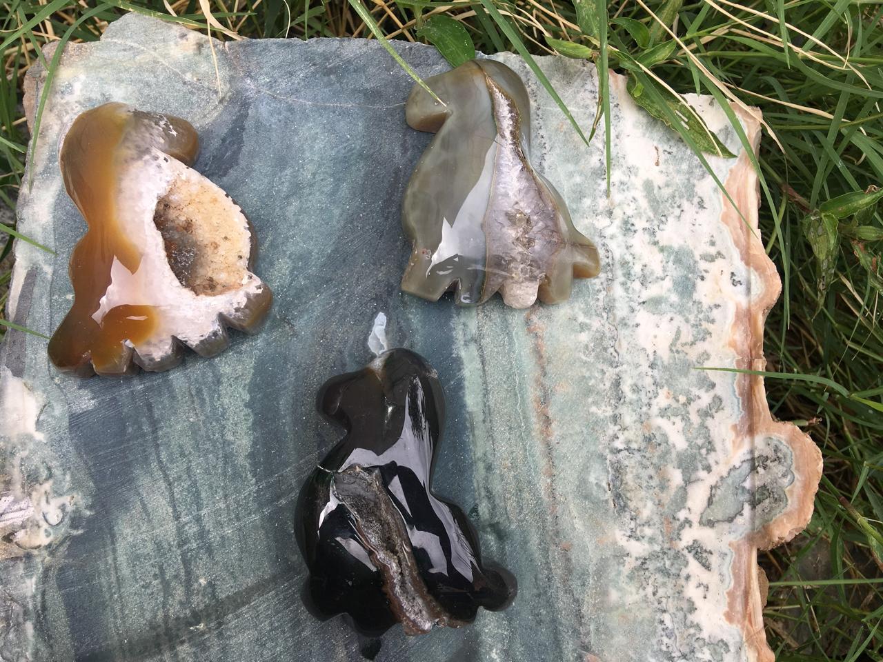 Stones from Uruguay - Natural Agate Druzy Dinosaur Cabochons with Convex Top