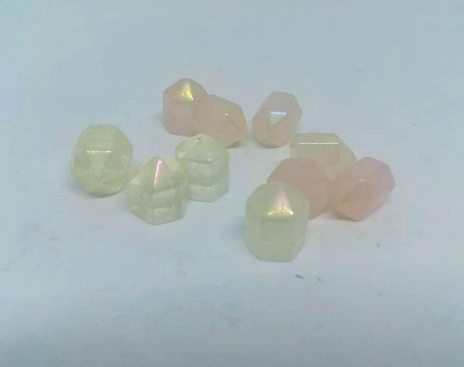 Stones from Uruguay - Angel Aura Titanium Coated Clear Quartz Points & Rose Quartz Points