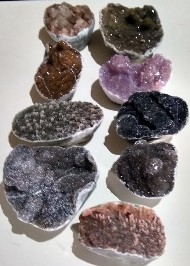 Stones from Uruguay - MIXED COLOR AMETHYST DRUZY CAKES-  AMETHYST CLUSTER CAKES WITH MIXED COLORS