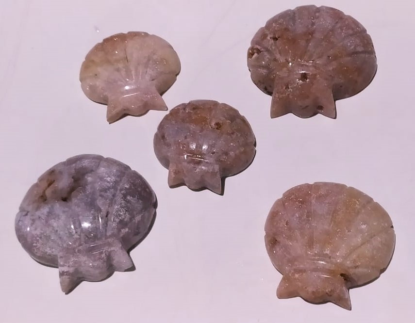 Stones from Uruguay - PINK AMETHYST SHELL CABOCHONS- PINK AMETHYST SHELL - PINK AMETHYST SEASHELL