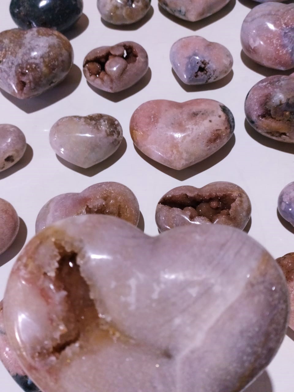 Stones from Uruguay - PINK AMETHYST PUFFY HEARTS - PNK AMETHYST HEART - 