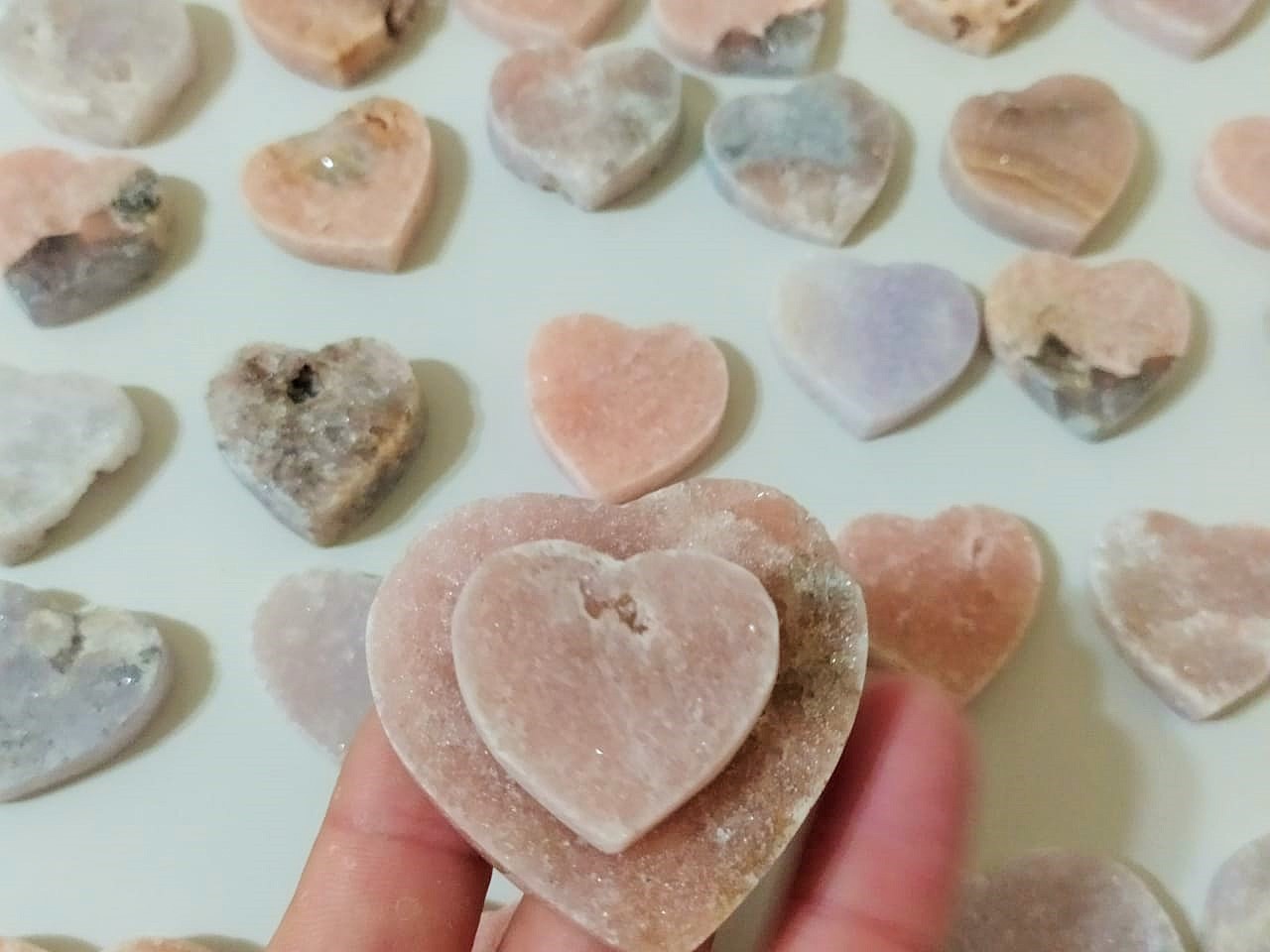 Stones from Uruguay - PINK AMETHYST CLUSTER HEARTS - PINK AMETHYST HEARTS -  ROSE AMETHYST HEARTS