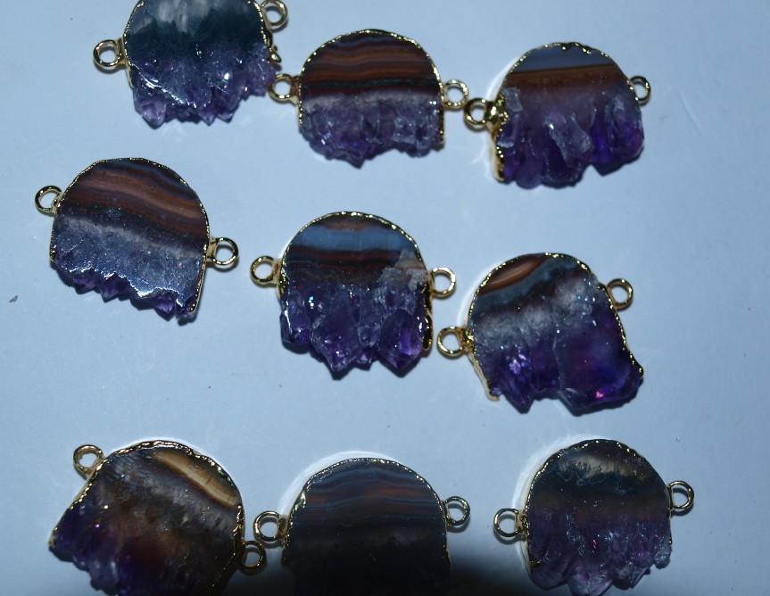 Stones from Uruguay - Amethyst Round Slices Connectors