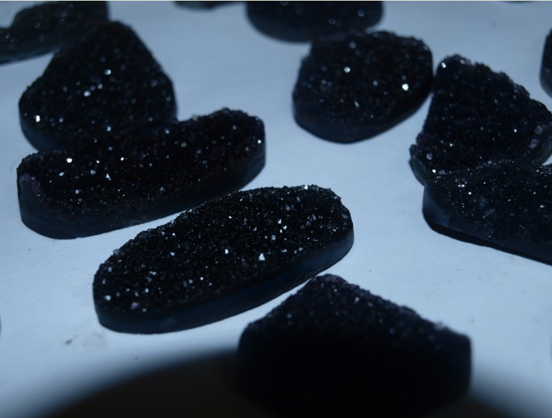 Stones from Uruguay - Black Druzies with freeform
