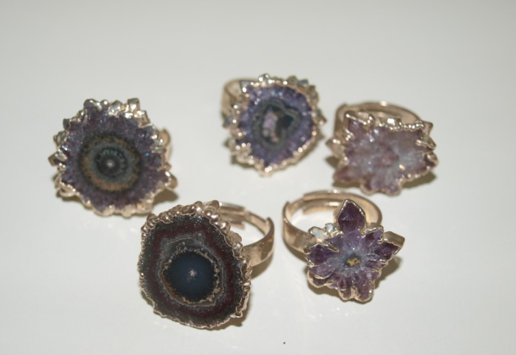 Stones from Uruguay - Ring with Amethyst Stalactite