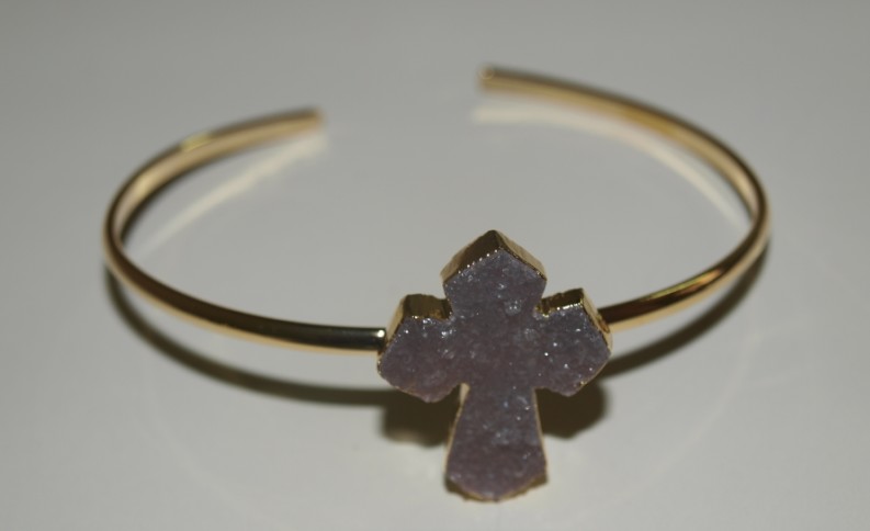 Stones from Uruguay - Bracelet with Druzy Cross II