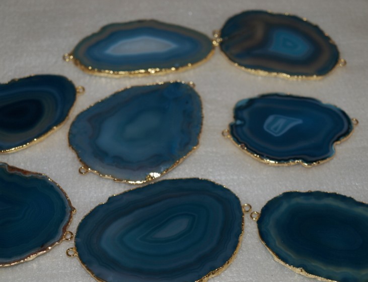 Stones from Uruguay - Light Blue Agate Slices Connectors