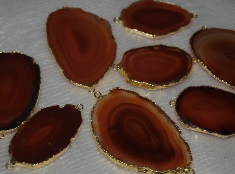 Stones from Uruguay - Red Agate Slices Connectors