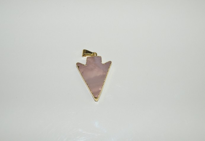 Stones from Uruguay - Rose Quartz Arrowhead Pendant with Gold Plating