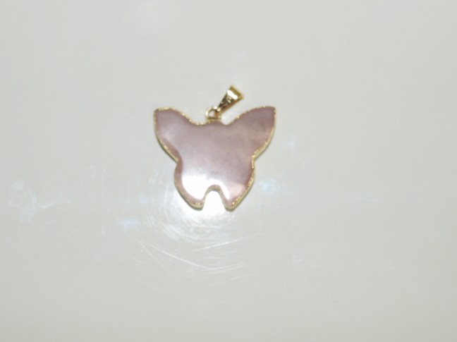 Stones from Uruguay - Pink Quartz Butterfly Pendant