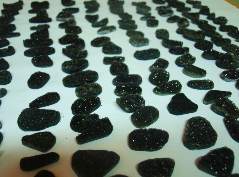Stones from Uruguay - Natural Black Druzy Free Form