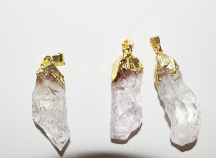 Stones from Uruguay - Rought Crystal Pendants with Gold Plated